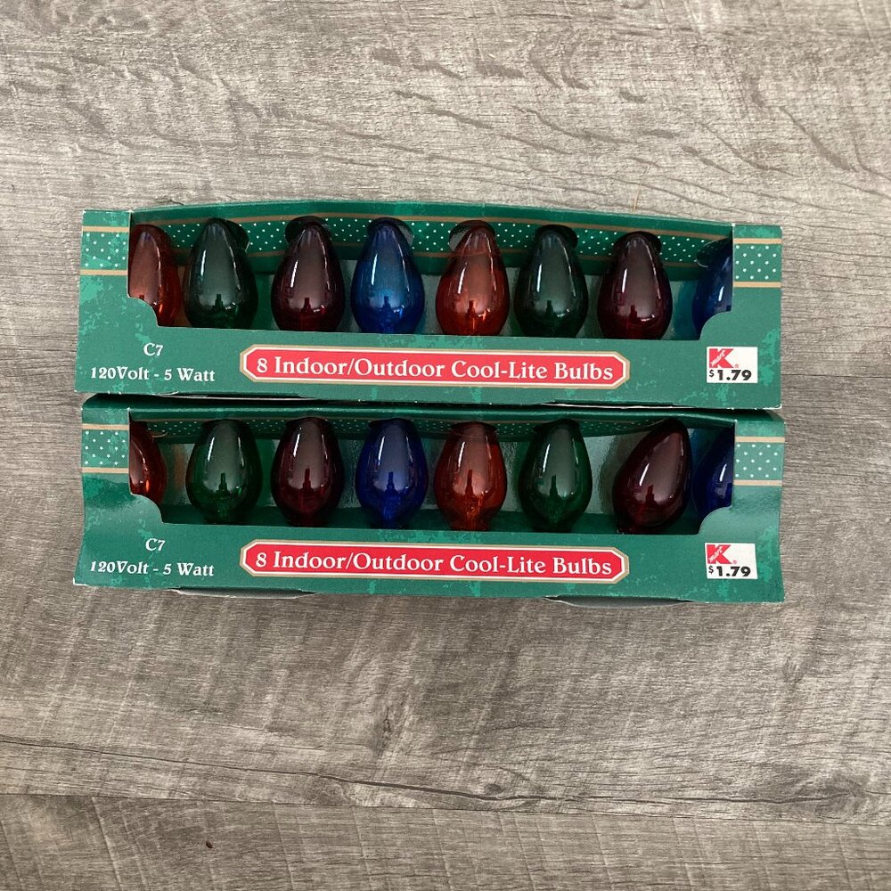 2 Pack Vintage Multi Colored C7 Light Bulbs For Christmas Light Sets Nite Light